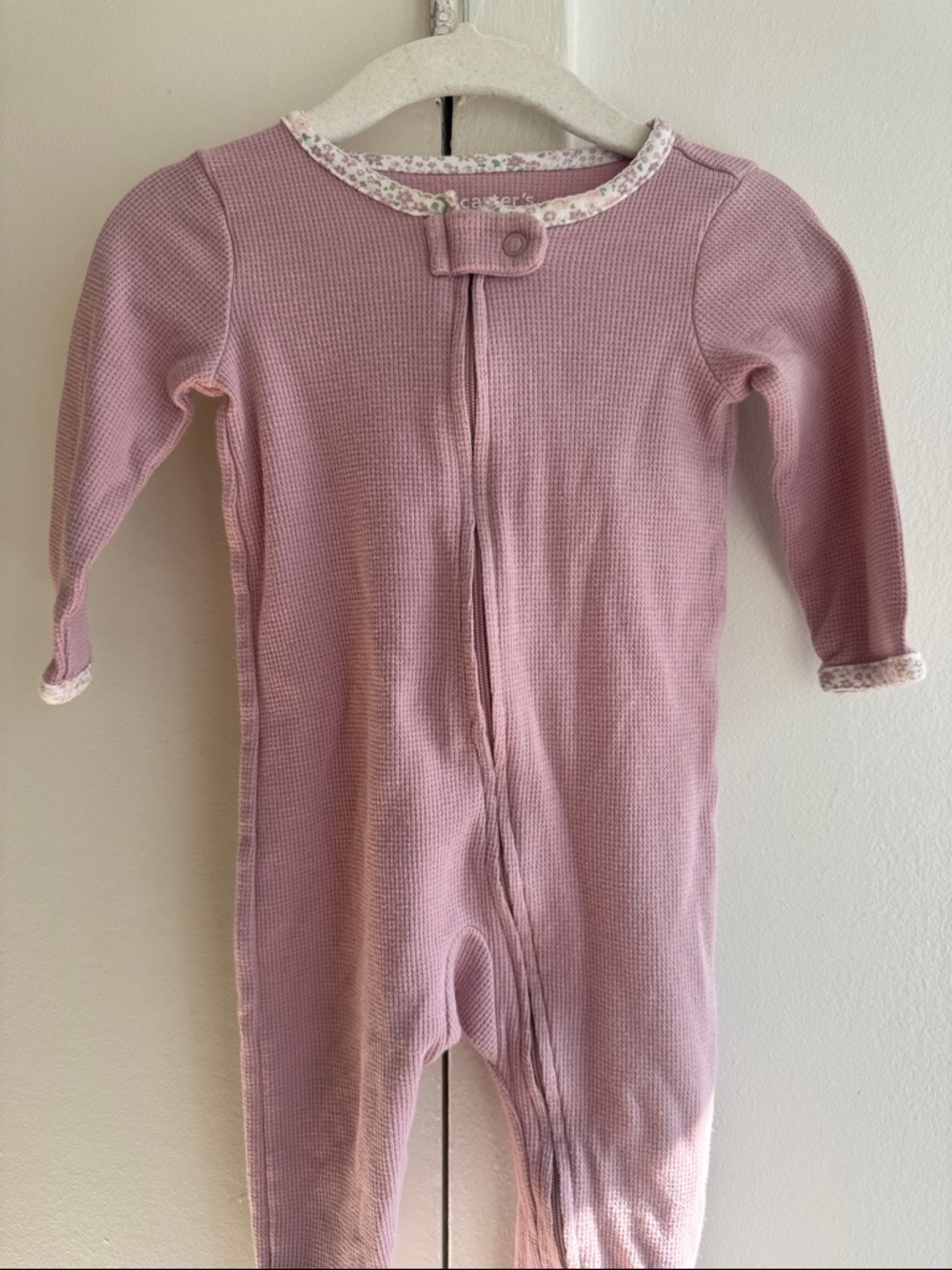 Carter's floral Dusty Mauve Long-Sleeve Waffle Footie - size 9M
